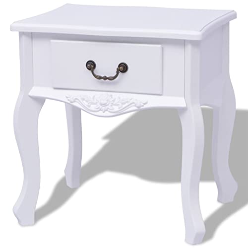 JHQHSM Nachttisch, Couchtisch Kaffeetisch Schubladenschrank Nachtschrank Tisch Nachtkommode Beistelltisch Teetisch Geeignet für Schlafzimmer Büro Flur Wohnzimmer Weiß MDF von JHQHSM