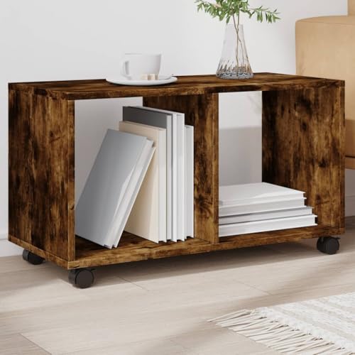 JHQHSM Rollschrank, Sofatisch Side Table Beistelltisch Kaffeetisch Couchtisch Wohnzimmertisch Geeignet für Wohnzimmer Schlafzimmer Büro Flur Räuchereiche 72x33x42,5 cm Holzwerkstoff von JHQHSM