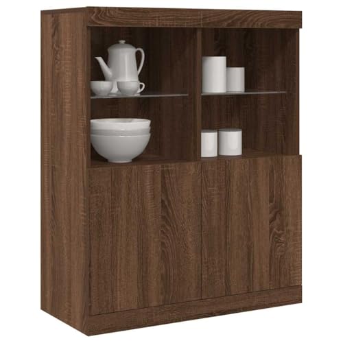 JHQHSM Sideboard, Lagerschrank Beistellschrank Esszimmerschrank Buffetschrank Schrank Vitrinenschrank Geeignet für Wohnzimmer Esszimmer Eingangsbereich Braun Eichen-Optik 81x37x100 cm Holzwerkstoff von JHQHSM