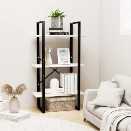 JHQHSM Standregal, Bücherschrank Bücherregal Bookcase Regale Regal Aufbewahrungregal Bookshelf Geeignet für Schlafzimmer Arbeitszimmer Büro Flur Weiß 60x30x105 cm Massivholz Kiefer von JHQHSM
