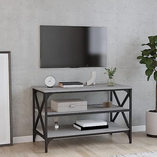 JHQHSM TV-Schrank, Kaffeetisch Couchtisch Wohnzimmertisch Beistelltisch Sofatisch Side Table Geeignet für Flur Büro Schlafzimmer Wohnzimmer Grau Sonoma 80x40x50 cm Holzwerkstoff von JHQHSM