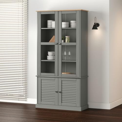 JHQHSM Vitrine, Bookshelf Regal Bücherschrank Aufbewahrungregal Lagerregal Lagerschrank Vitrinenschrank Bookcase Geeignet für Flur Schlafzimmer Arbeitszimmer Büro Grau 85x35x170 cm Massivholz Kiefer JHQHSM Vitrine, Bookshelf Regal Bücherschrank Aufbewahrungregal Lagerregal Lagerschrank Vitrinenschrank Bookcase Geeignet für Flur Schlafzimmer Arbeitszimmer Büro Grau 85x35x170 cm Massivholz Kiefer von JHQHSM