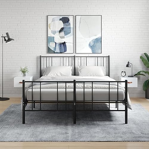 JHQHSM Wand-Nachttische 2 STK. Hängender Nachttisch Nachtschrank Nachtkästchen Sideboard Schrank Lagerschrank Hängeschrank Geeignet für Schlafzimmer Arbeitszimmer Büro Hochglanz-Weiß 35x35x20 cm von JHQHSM