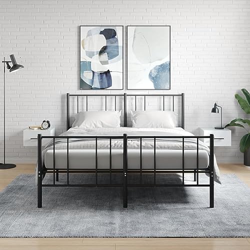 JHQHSM Wand-Nachttische 2 STK. Schrank Lagerschrank Wandschrank Hängeschrank Hängender Nachttisch Nachtschrank Nachtkästchen Geeignet für Schlafzimmer Arbeitszimmer Büro Hochglanz-Weiß 35x35x20 cm von JHQHSM