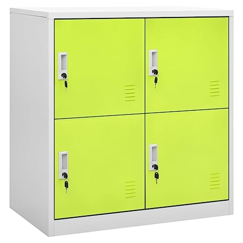 Schließfachschränke 5 STK. Aktenschrank Bürooschrank abschließbar Metallschrank Spind Schrank Fächerschrank Schließfächer Geeignet für Archiven Schulen Büro Hellgrau und Grün 90x45x92,5cm Stahl von JHQHSM