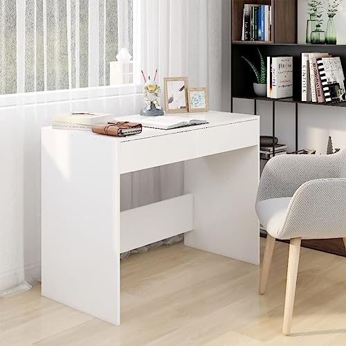 Schreibtisch, Bürotisch Gaming-Tisch Desk Schreibtische Computertisch Study Table Geeignet für Spielzimmer Büro Arbeitszimmer Wohnzimmer Weiß 101x50x76,5 cm Holzwerkstoff von JHQHSM