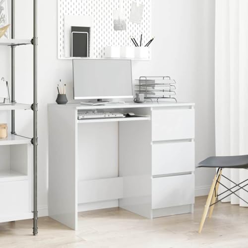 Schreibtisch, Computertisch Konsolentisch Bürotisch Gaming-Tisch Desk Schreibtische Geeignet für Arbeitszimmer Wohnzimmer Spielzimmer Büro Hochglanz-Weiß 90x45x76 cm Holzwerkstoff Schreibtisch, Computertisch Konsolentisch Bürotisch Gaming-Tisch Desk Schreibtische Geeignet für Arbeitszimmer Wohnzimmer Spielzimmer Büro Hochglanz-Weiß 90x45x76 cm Holzwerkstoff von JHQHSM