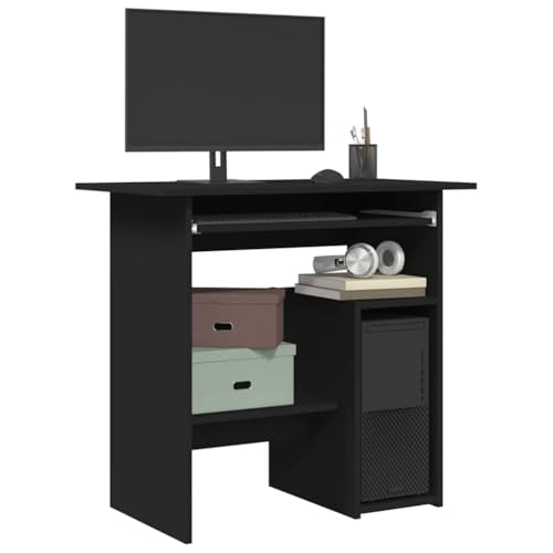 Schreibtisch, Gaming-Tisch Desk Schreibtische Computertisch Arbeitsplatz Bürotisch Geeignet für Wohnzimmer Spielzimmer Büro Arbeitszimmer Schwarz 80x45x74 cm Holzwerkstoff von JHQHSM