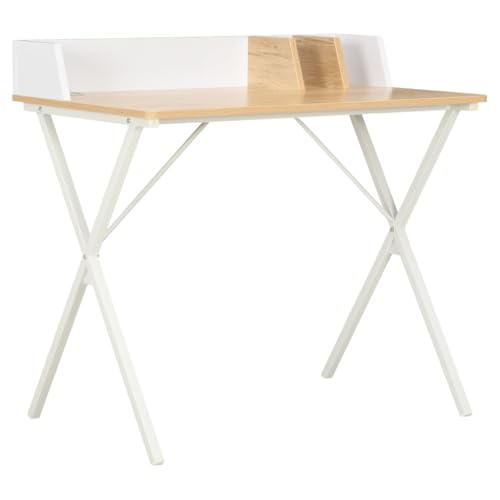 Schreibtisch, Gaming-Tisch Desk Schreibtische Computertisch Arbeitsplatz Bürotisch Geeignet für Wohnzimmer Spielzimmer Büro Arbeitszimmer Weiß und Natur 80x50x84 cm Schreibtisch, Gaming-Tisch Desk Schreibtische Computertisch Arbeitsplatz Bürotisch Geeignet für Wohnzimmer Spielzimmer Büro Arbeitszimmer Weiß und Natur 80x50x84 cm von JHQHSM
