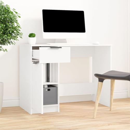 Schreibtisch, Gaming-Tisch Desk Schreibtische Computertisch Study Table Bürotisch Geeignet für Büro Arbeitszimmer Wohnzimmer Spielzimmer Weiß 100x50x75 cm Holzwerkstoff von JHQHSM