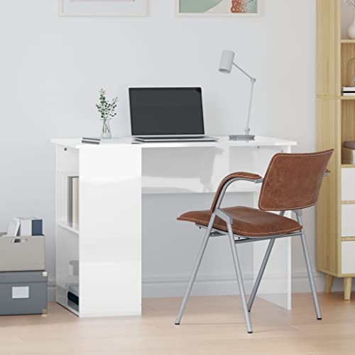 Schreibtisch, Schreibtische Computertisch Study Table Bürotisch Gaming-Tisch Desk Geeignet für Wohnzimmer Spielzimmer Büro Arbeitszimmer Hochglanz-Weiß 100x55x75 cm Holzwerkstoff von JHQHSM