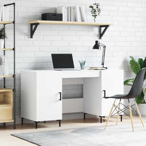 Schreibtisch, Schreibtische Computertisch Study Table Bürotisch Gaming-Tisch Desk Geeignet für Wohnzimmer Spielzimmer Büro Arbeitszimmer Weiß 140x50x75 cm Holzwerkstoff von JHQHSM