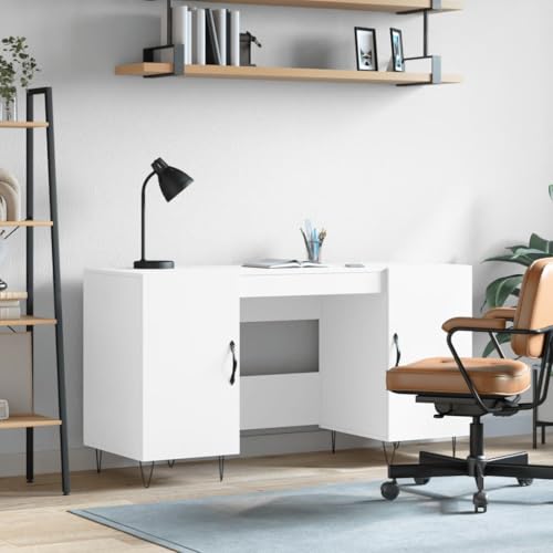 Schreibtisch, Schreibtische Computertisch Study Table Bürotisch Gaming-Tisch Desk Geeignet für Wohnzimmer Spielzimmer Büro Arbeitszimmer Weiß 140x50x75 cm Holzwerkstoff von JHQHSM
