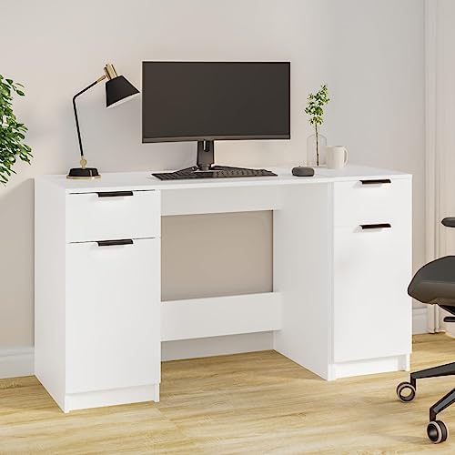 Schreibtisch mit Beistellschrank, Gaming-Tisch Desk Schreibtische Computertisch Study Table Bürotisch Geeignet für Büro Arbeitszimmer Wohnzimmer Spielzimmer Weiß Holzwerkstoff von JHQHSM