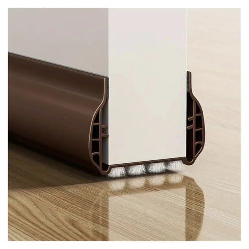 Dichtungsband 2 Stück 93 cm Tür-Bodendichtungsstreifen mit Bürste, PVC, staubdicht, schalldicht, Snap-in-Installation, Lücke, Tür-Zugluftstopper, Dichtungsstreifen(Brown) von JHSDHYD
