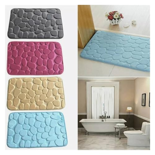 JHSDHYD Badematte, geprägt, rutschfeste Teppiche im Waschbecken, Badewanne, Seitenbodenvorleger, Duschraum, Fußmatte, Memory-Schaum-Pad (blau) von JHSDHYD
