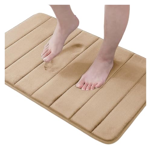 JHSDHYD Badvorleger, saugfähig, Memory-Schaum, Badezimmerteppich, WC-Vorleger, dicker weicher Teppich, rutschfeste Türfußteppiche (Beige-01,43 x 61 cm) von JHSDHYD
