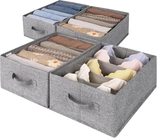 JHSDHYD Bettwäsche Organizer Faltbarer Kleidungs-Organizer, Kleiderschrank, Kleidung, Hosen, Aufbewahrungs-Organizer, Schrank-Organizer, Schubladen-Organizer, Spielzeug-Aufbewahrung(Dark Gray,M) von JHSDHYD