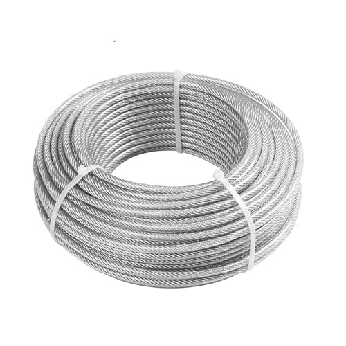 JHSDHYD Drahtseil 50 m 304 Edelstahl-Drahtseil weich mit beschichtetem 3 mm Hebekabel 7 x 7 Wäscheleine von JHSDHYD