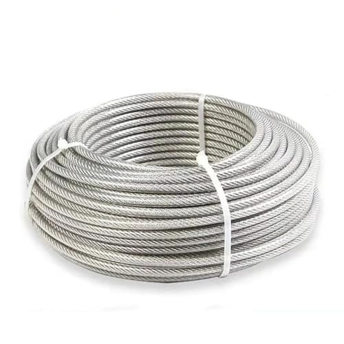 JHSDHYD Drahtseil 7 * 7 PVC-beschichtetes Flexibles Stahldrahtseil 4 mm 5 mm weiches Kabel Transparente Edelstahl-Wäscheleine(5.0mm(7x7)-2Meters) von JHSDHYD
