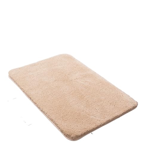 JHSDHYD Duschvorleger Badematte Super saugfähige Badezimmerteppiche Teppiche Badewannenbodenmatte Fußmatte for Duschraum Toilette Badezimmermatte(Solid beige,60x90cm) von JHSDHYD