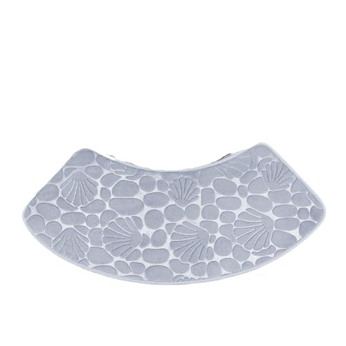 JHSDHYD Duschvorleger Badezimmermatte, Gebogene Fußmatte, Muscheln und Kieselsteine, Teppich, Gebogene Badematte, rutschfeste, saugfähige Badezimmerboden-Toilettenmatte, Gebogene Duschmatte(Grey) von JHSDHYD