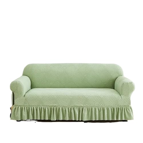 JHSDHYD Sofabezug mit Rüschenrock, 1 Stück, Jacquard-Sofabezug mit Spritzschutz, kann leicht entfernt werden, Couchbezug für Bank mit Armlehne (Grün, 1-Sitzer) von JHSDHYD