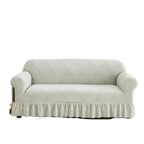JHSDHYD Sofabezug mit Rüschenrock, 1 Stück, Jacquard-Sofabezug mit Spritzschutz, kann leicht entfernt werden, Couchbezug für Bank mit Armlehne (Hellgrau, 4-Sitzer) von JHSDHYD