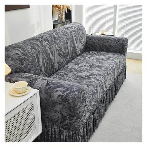 JHSDHYD Stretch-Sofabezug mit gerüschtem Rock, vollständige Abdeckung, universeller Sofa-Schonbezug, dekorieren Sie das Sofa im Wohnzimmer (Farbe 1,1-Sitzer 90–140 cm) von JHSDHYD