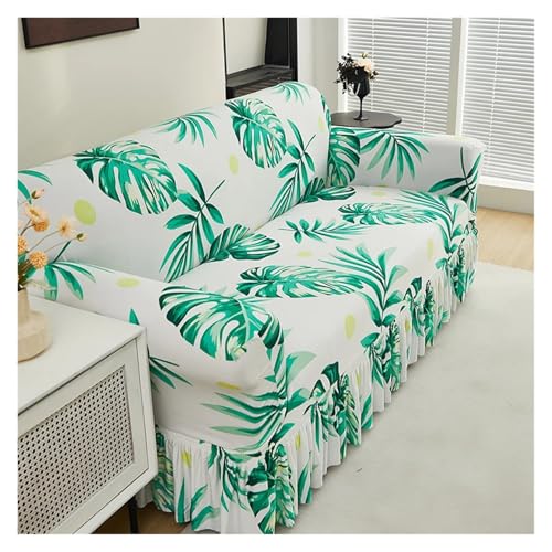 JHSDHYD Stretch-Sofabezug mit gerüschtem Rock, vollständige Abdeckung, universeller Sofa-Schonbezug, dekorieren Sie das Sofa im Wohnzimmer (Farbe 19, 4-Sitzer, 235–300 cm) von JHSDHYD