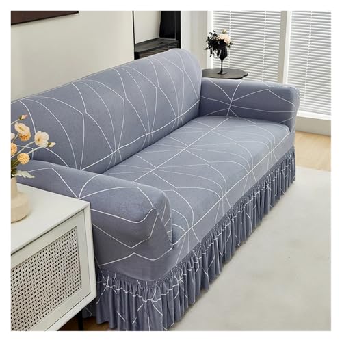 JHSDHYD Stretch-Sofabezug mit gerüschtem Rock, vollständige Abdeckung, universeller Sofa-Schonbezug, dekorieren Sie das Sofa im Wohnzimmer (Farbe 21, 3-Sitzer, 190–230 cm) von JHSDHYD