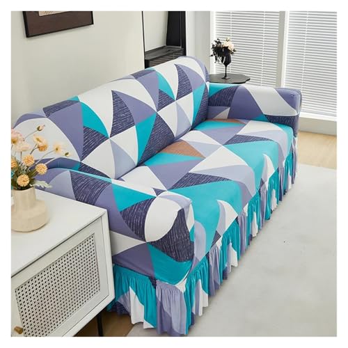 JHSDHYD Stretch-Sofabezug mit gerüschtem Rock, vollständige Abdeckung, universeller Sofa-Schonbezug, dekorieren Sie das Sofa im Wohnzimmer (Farbe 23, 3-Sitzer, 190–230 cm) von JHSDHYD