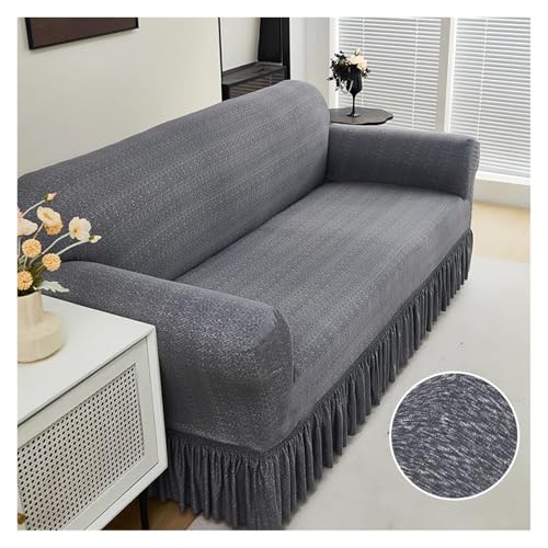 JHSDHYD Stretch-Sofabezug mit gerüschtem Rock, vollständige Abdeckung, universeller Sofa-Schonbezug, dekorieren Sie das Sofa im Wohnzimmer (Farbe 27, 4-Sitzer, 235–300 cm) von JHSDHYD