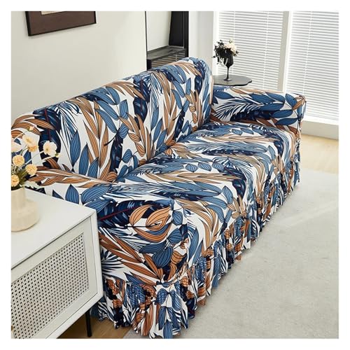 JHSDHYD Stretch-Sofabezug mit gerüschtem Rock, vollständige Abdeckung, universeller Sofa-Schonbezug, dekorieren Sie das Sofa im Wohnzimmer (Farbe 31, 4-Sitzer, 235–300 cm) von JHSDHYD