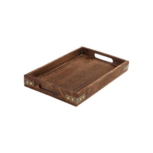 JHSDHYD Teetablett Serviertablett aus Holz, Teetablett mit Griff, Couchtisch-Tablett for Arbeitsplatte, Mittelstück, dekorativ, rechteckig(40x28x4cm) von JHSDHYD