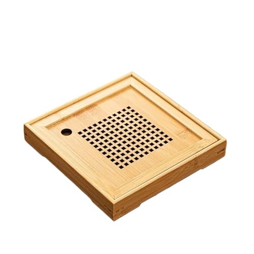 JHSDHYD Teetablett Teetablett, einfaches Teetablett aus Holz mit Drainage, multifunktionales Kaffee-Serviertablett aus Holz(20X20X3cm) von JHSDHYD