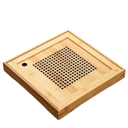 JHSDHYD Teetablett Teetablett, einfaches Teetablett aus Holz mit Drainage, multifunktionales Kaffee-Serviertablett aus Holz(25X25X3cm) von JHSDHYD