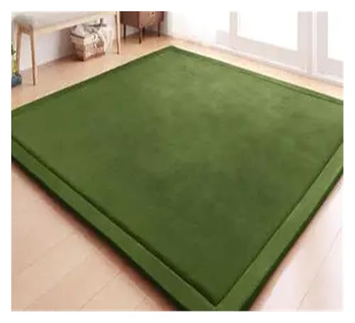 JHSDHYD Teppich Flauschig 20MM Chenille Teppich Korallen Fleece Matte Tatami Tee Tisch Manuell Schlafzimmer Rechteck Wohnzimmer(Green2,200x80cm) von JHSDHYD