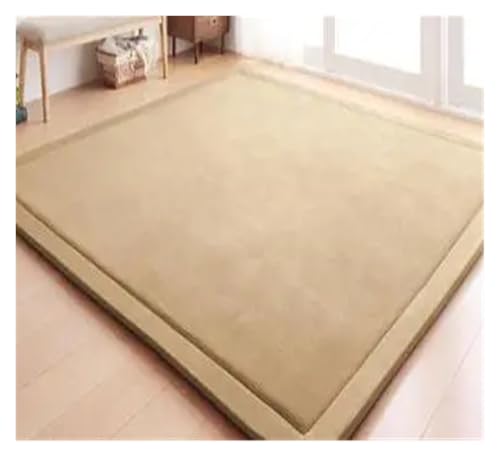 JHSDHYD Teppich Flauschig 20MM Chenille Teppich Korallen Fleece Matte Tatami Tee Tisch Manuell Schlafzimmer Rechteck Wohnzimmer(Light Brown,200x80cm) von JHSDHYD