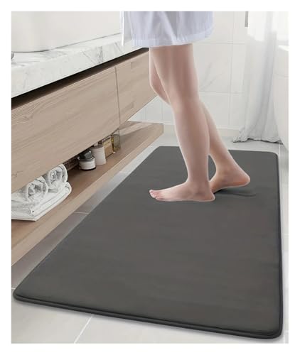 JHSDHYD Teppich Flauschig Badezimmer-Badematte mit Kopfsteinpflaster-Prägung, Korallenvlies, Rutschfester Teppich in der Badewanne, Bodenteppich, Duschraum-Fußmatte(Dark Grey,50x150cm) von JHSDHYD