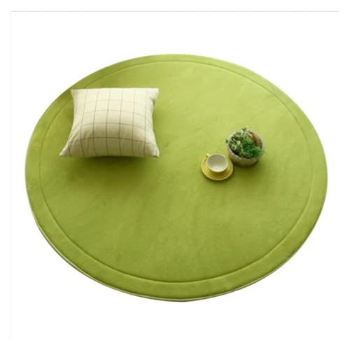 JHSDHYD Teppich Flauschig Dicker Runder Teppich Im Wohnzimmer, Sofabereich, Weich, for Schlafzimmer, Nachttisch, Dekoration, Krabbelteppich, Korallenvlies-Bodenmatte(Green,80x80cm) von JHSDHYD