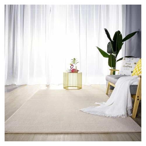 JHSDHYD Teppich Flauschig Graue Teppiche Wohnzimmer Sofa Bereich Korallen Samt Teppich Schlafzimmer verdicken Balkon Kissen rutschfeste Kinder Nachttisch Boden(Light Camel,140x200 55x78in) von JHSDHYD