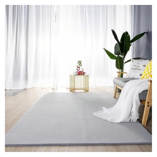 JHSDHYD Teppich Flauschig Graue Teppiche Wohnzimmer Sofa Bereich Korallen Samt Teppich Schlafzimmer verdicken Balkon Kissen rutschfeste Kinder Nachttisch Boden(Light Gray,160x230cm 63x90in) von JHSDHYD