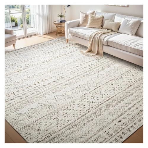 JHSDHYD Teppich Flauschig Wohnzimmerteppich, maschinenwaschbar, faltbar, Retro-Schlafzimmer, Nachttischmatte, Garderobe, modischer Minimalismus, weicher Plüschteppich(SY2538-YZ-A,60x90cm (23x35inch)) von JHSDHYD