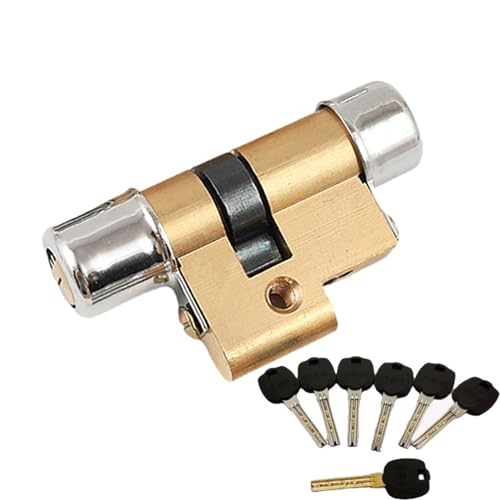 Schließzylinder Mechanisches Türschloss mit Diebstahlschutzkern Typ 13 Typ 11 Messinggehäuse Halbmondschlüssel Rutschfester Safe-Türzylinder 6 Schlüssel(Sliver-B flat bottom,A38xB42) von JHSDHYD