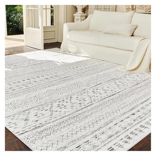 Teppich Flauschig Wohnzimmerteppich, maschinenwaschbar, faltbar, Retro-Schlafzimmer, Nachttischmatte, Garderobe, modischer Minimalismus, weicher Plüschteppich(SY2540-YZ-A,200x250cm(6.5x8.2ft)) von JHSDHYD