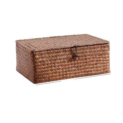 Wäschekorb Handgefertigte Aufbewahrungsbox aus geflochtenem Rattan, Aufbewahrungskorb mit Deckel, Behälter for diverse Bade- und Kosmetiktücher, Wäschekorb(Style7) von JHSDHYD