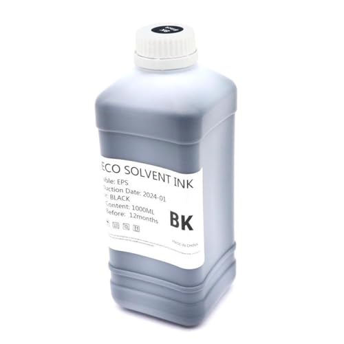 JHTRHZ 1000ml Eco Lösungsmittelkindkompatibel mit DX4 DX5 DX6 DX7 DX10 TX800 XP600 PINTHEADS AUFFÜHREN MIT 5113 4720 I3200 PINTHEADS Kompatibel mit Roland MIMAKI MUTOH -Drucker geeignet(Black) von JHTRHZ