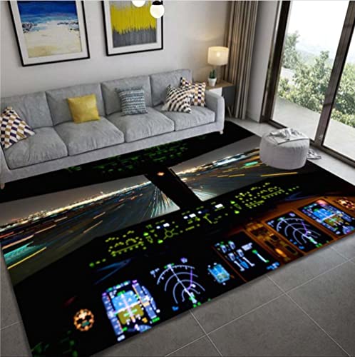 Flugzeug-Teppich, Cockpit-Teppich für Wohnzimmer, pädagogischer Flugzeug-Teppich, kreative Fußmatte, großer Teppich, Spielmatte, 160 x 230 cm von JHUHN