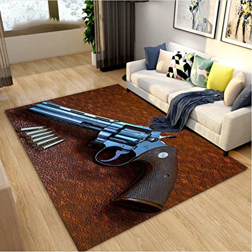 Gewehr Pistole Revolver Gun Cartoon Bereich Teppich Wohnzimmer Schlafzimmer Fußmatte Badezimmer Anti-Rutsch-Bodenmatte 60×90cm von JHUHN